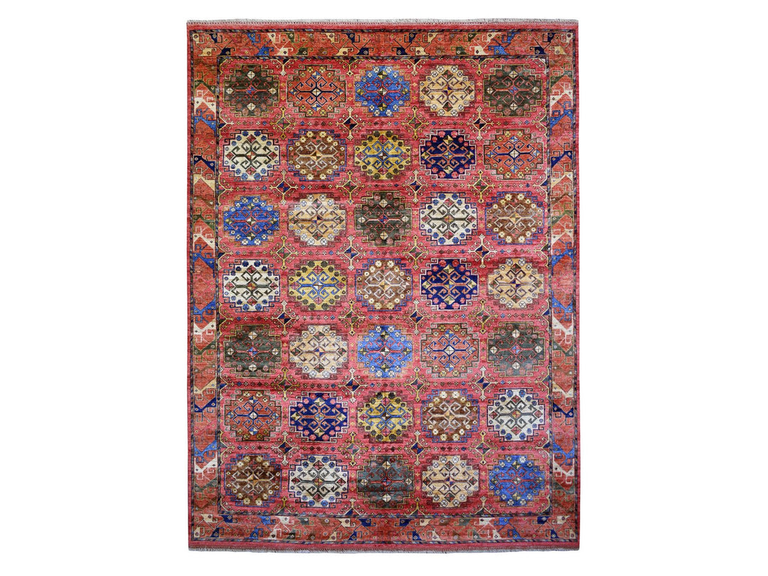 8'8" x 11'7" New Hand Knotted Red Wool Rectangle Oriental Rug - MOA10270709