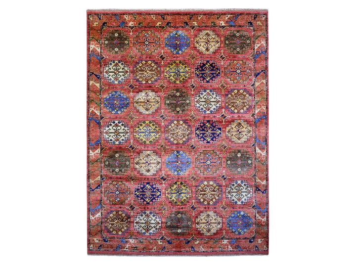 8'8" x 11'7" New Hand Knotted Red Wool Rectangle Oriental Rug - MOA10270709