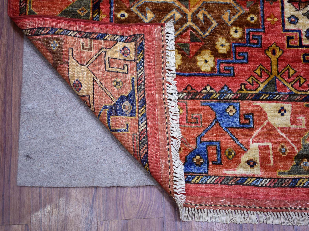 8'8" x 11'7" New Hand Knotted Red Wool Rectangle Oriental Rug - MOA10270709
