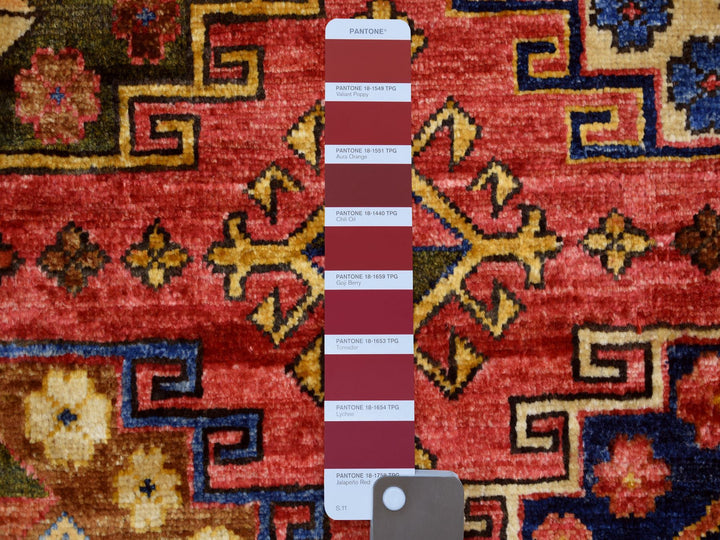8'8" x 11'7" New Hand Knotted Red Wool Rectangle Oriental Rug - MOA10270709
