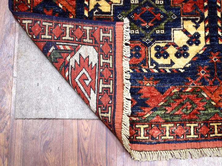 4'0" x 5'9" New Hand Knotted Blue Wool Rectangle Oriental Rug - MOA10270720