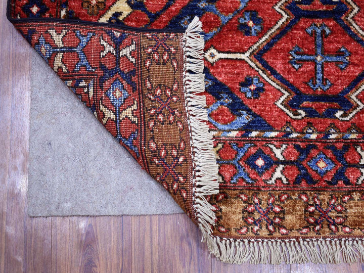 4'1" x 5'9" New Hand Knotted Red Wool Rectangle Oriental Rug - MOA10270725