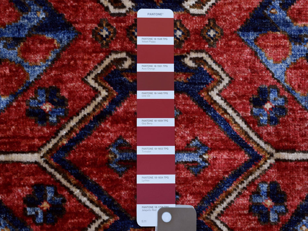 4'1" x 5'9" New Hand Knotted Red Wool Rectangle Oriental Rug - MOA10270725