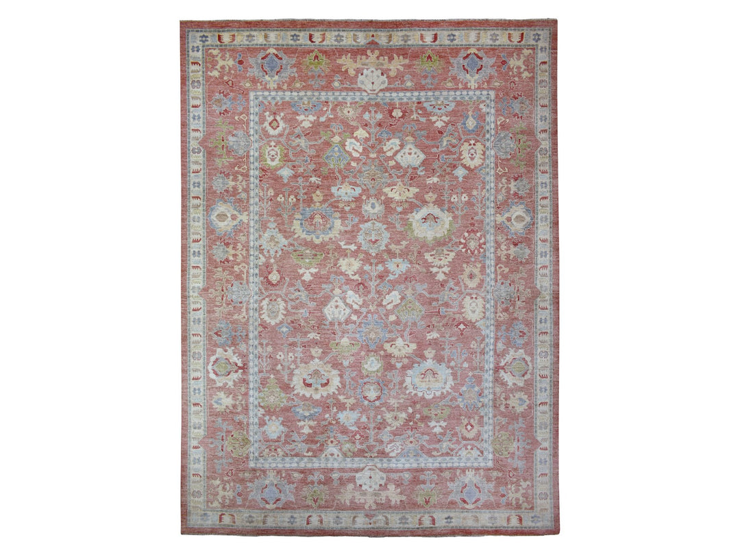 12'0" x 16'0" New Hand Knotted Red Wool Rectangle Oriental Rug - MOA10270751