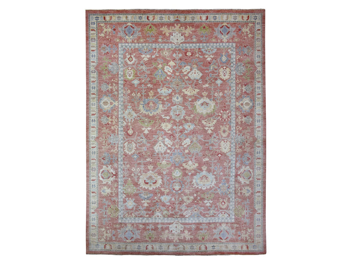 12'0" x 16'0" New Hand Knotted Red Wool Rectangle Oriental Rug - MOA10270751