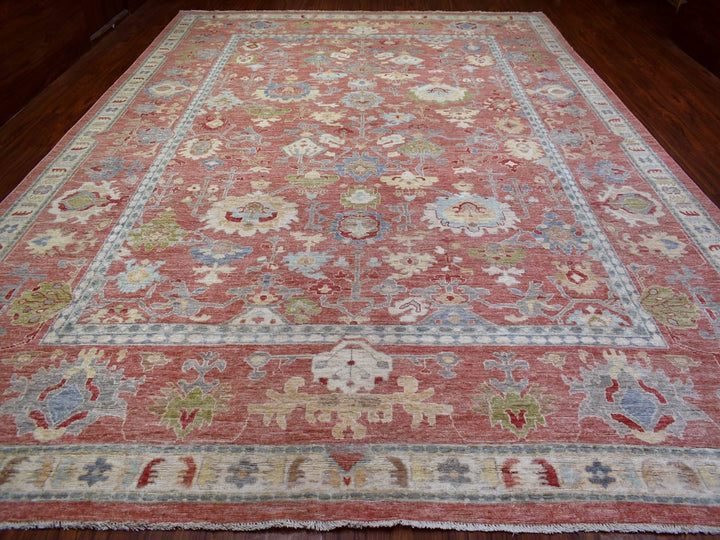 12'0" x 16'0" New Hand Knotted Red Wool Rectangle Oriental Rug - MOA10270751