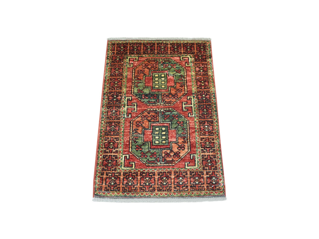 2'0" x 3'0" New Hand Knotted Red Wool Rectangle Oriental Rug - MOA10270773