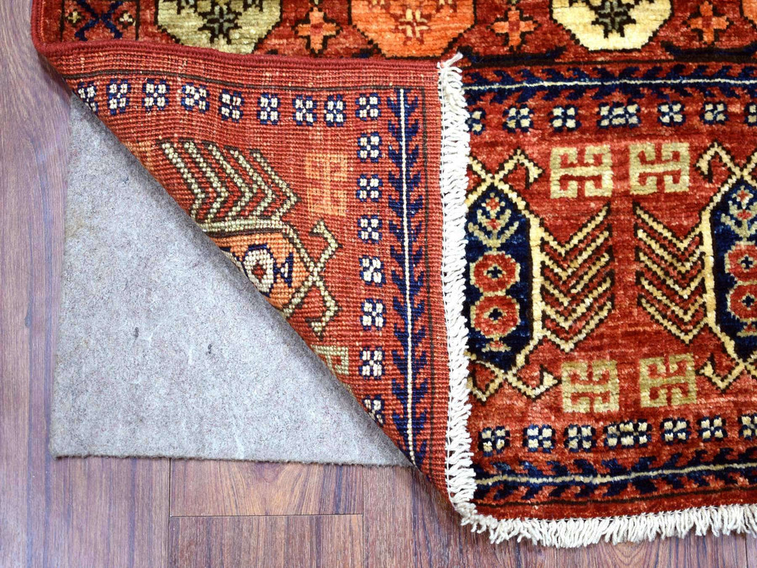 3'1" x 5'1" New Hand Knotted Red Wool Rectangle Oriental Rug - MOA10270783