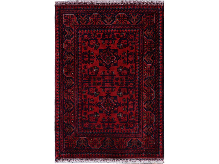 2'9" x 3'10" New Hand Knotted Red Wool Rectangle Oriental Rug - MOA102707