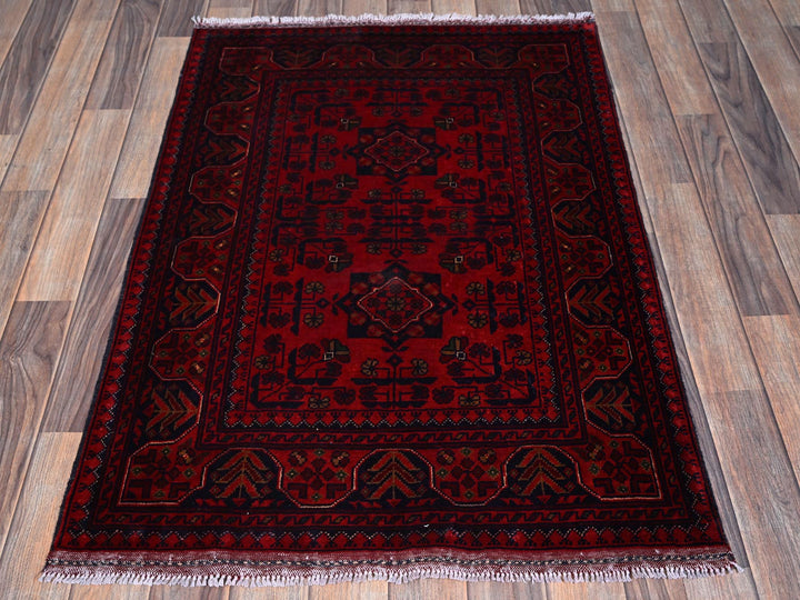 2'9" x 3'10" New Hand Knotted Red Wool Rectangle Oriental Rug - MOA102707