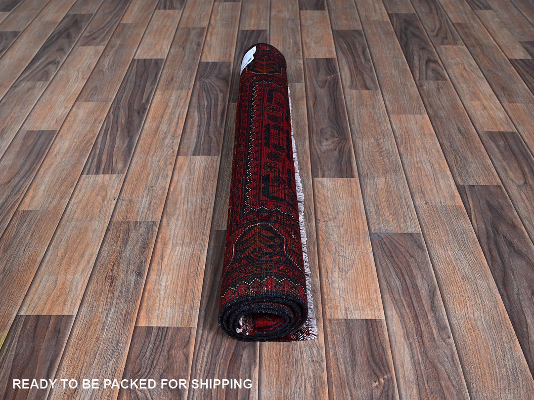 2'9" x 3'10" New Hand Knotted Red Wool Rectangle Oriental Rug - MOA102707