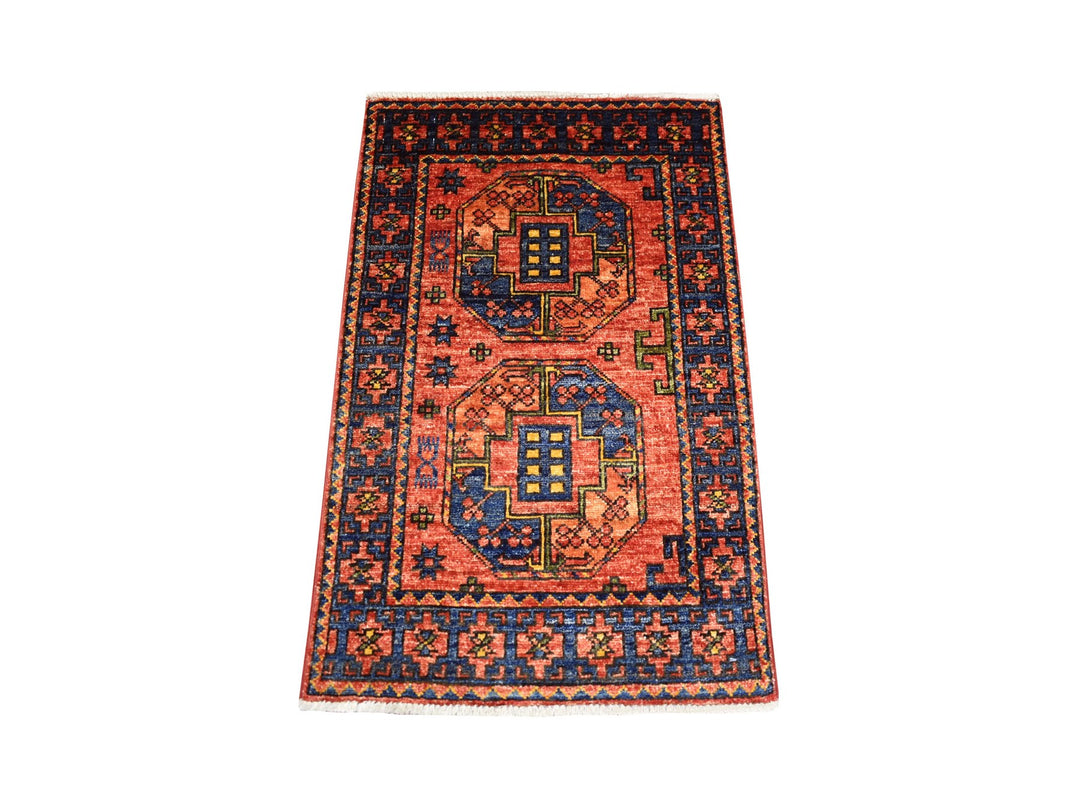 2'1" x 3'5" New Hand Knotted Red Wool Rectangle Oriental Rug - MOA10270803