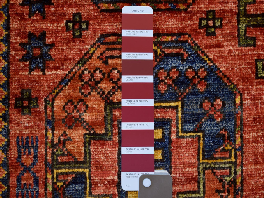 2'1" x 3'5" New Hand Knotted Red Wool Rectangle Oriental Rug - MOA10270803