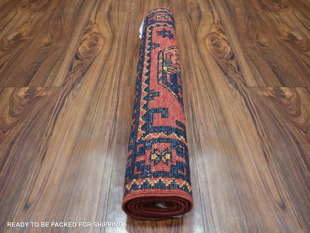 2'1" x 3'5" New Hand Knotted Red Wool Rectangle Oriental Rug - MOA10270803