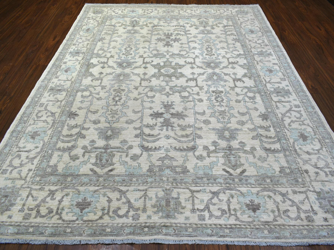 8'1" x 10'0" New Hand Knotted Ivory Wool Rectangle Oriental Rug - MOA10270860