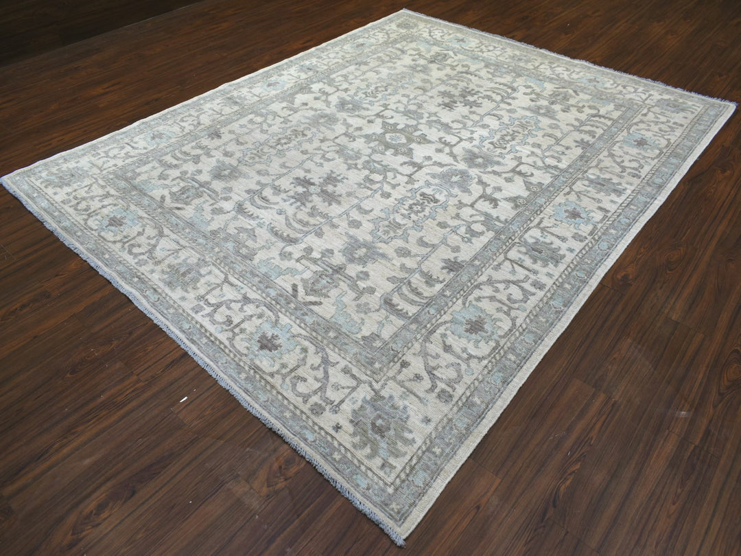 8'1" x 10'0" New Hand Knotted Ivory Wool Rectangle Oriental Rug - MOA10270860