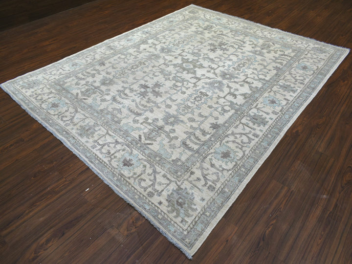 8'1" x 10'0" New Hand Knotted Ivory Wool Rectangle Oriental Rug - MOA10270860