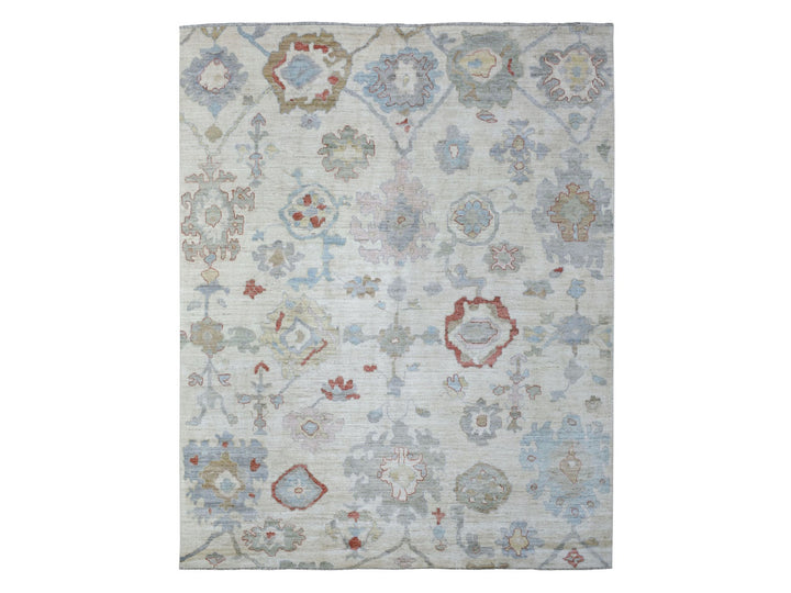 8'1" x 9'10" New Hand Knotted Ivory Wool Rectangle Oriental Rug - MOA10270867