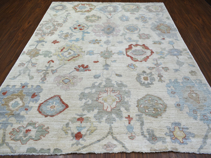8'1" x 9'10" New Hand Knotted Ivory Wool Rectangle Oriental Rug - MOA10270867