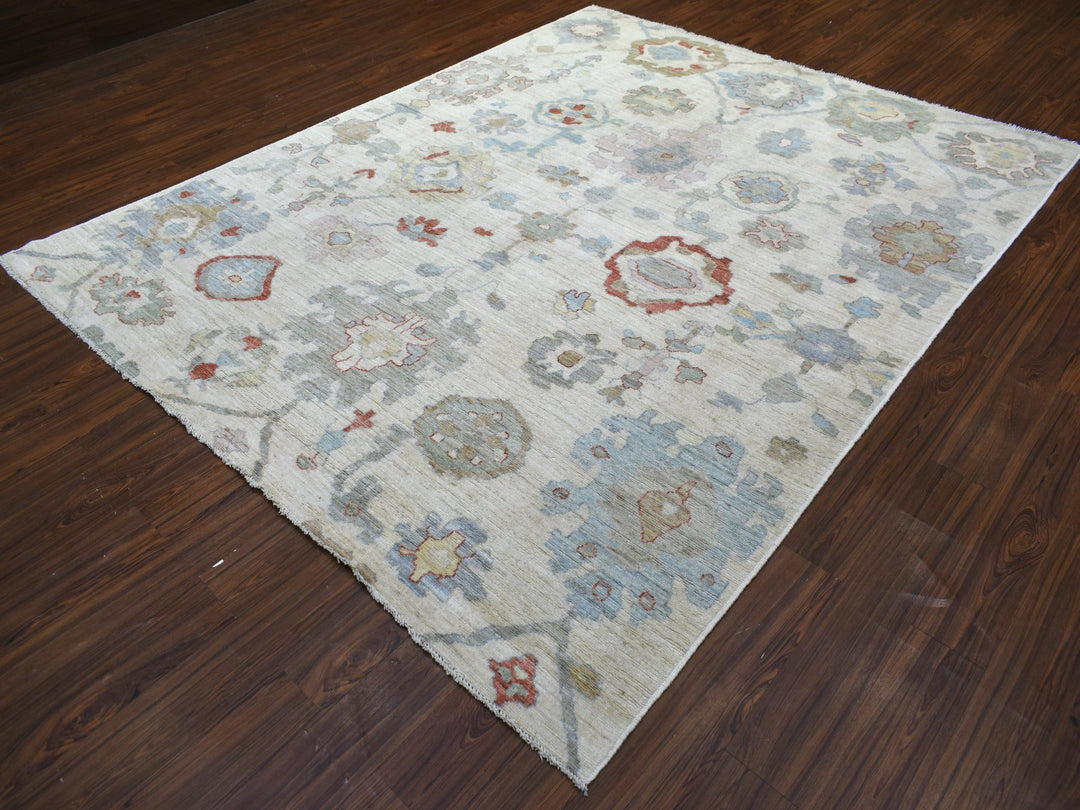 8'1" x 9'10" New Hand Knotted Ivory Wool Rectangle Oriental Rug - MOA10270867
