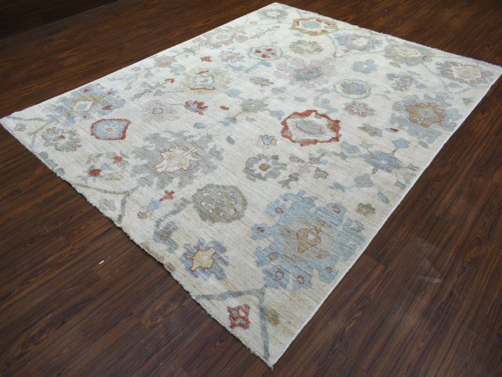 8'1" x 9'10" New Hand Knotted Ivory Wool Rectangle Oriental Rug - MOA10270867