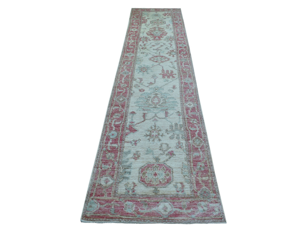 2'9" x 12'3" New Hand Knotted Ivory Wool Runner Oriental Rug - MOA10270890