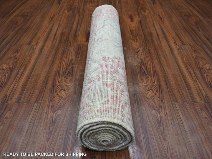 2'9" x 12'3" New Hand Knotted Ivory Wool Runner Oriental Rug - MOA10270890