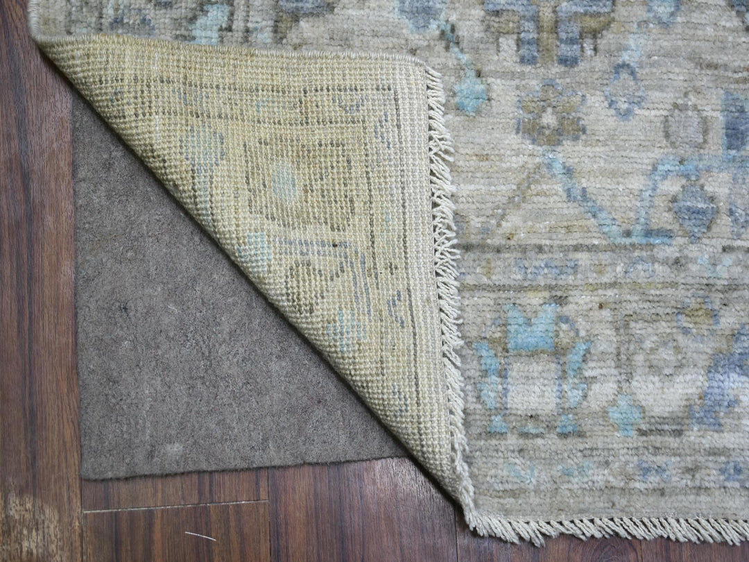 2'9" x 15'1" New Hand Knotted Grey Wool Runner Oriental Rug - MOA10270892