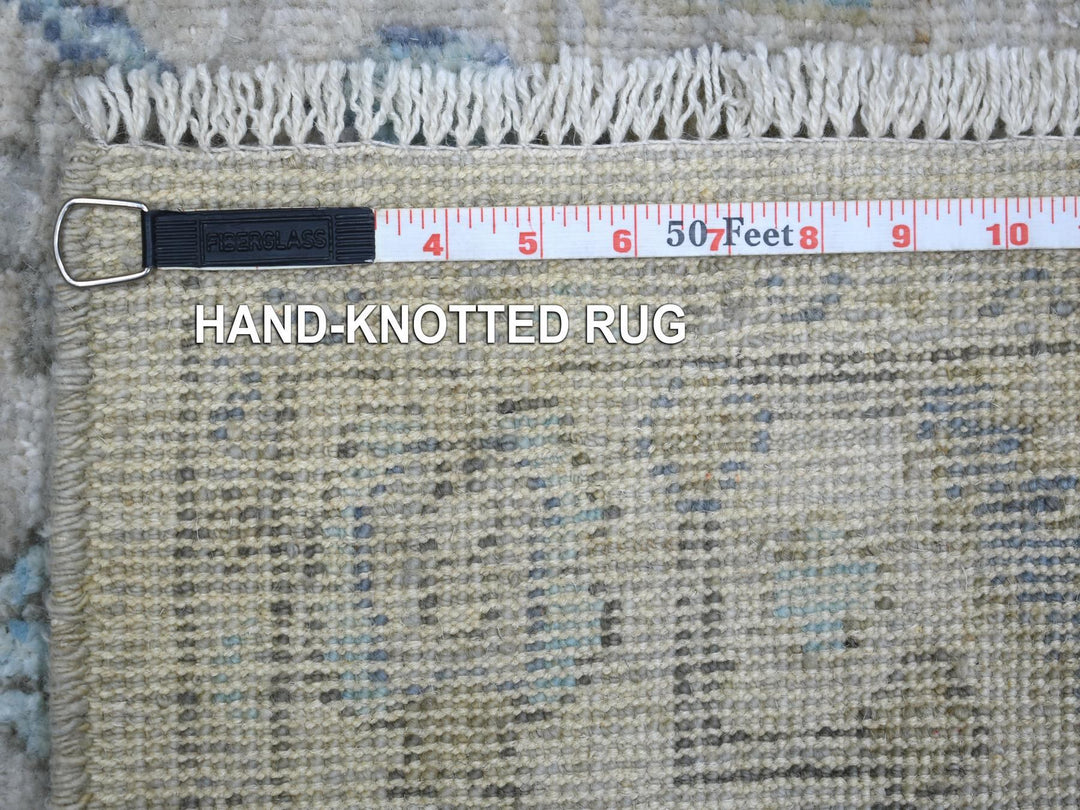 2'9" x 15'1" New Hand Knotted Grey Wool Runner Oriental Rug - MOA10270892