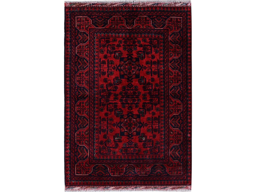 2'9" x 3'10" New Hand Knotted Red Wool Rectangle Oriental Rug - MOA102708