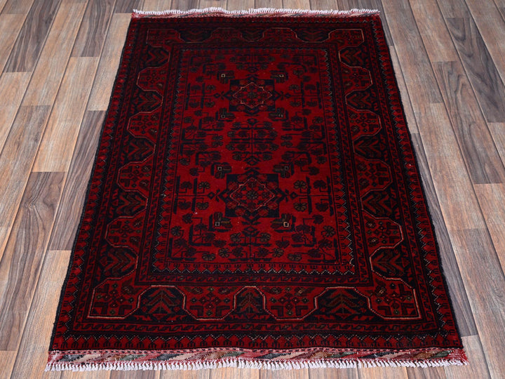 2'9" x 3'10" New Hand Knotted Red Wool Rectangle Oriental Rug - MOA102708