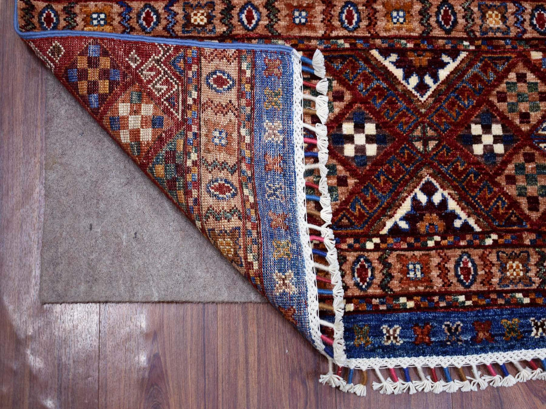 3'6" x 5'5" New Hand Knotted Blue Wool Rectangle Oriental Rug - MOA10270906