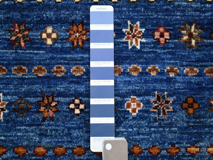 3'6" x 5'5" New Hand Knotted Blue Wool Rectangle Oriental Rug - MOA10270906