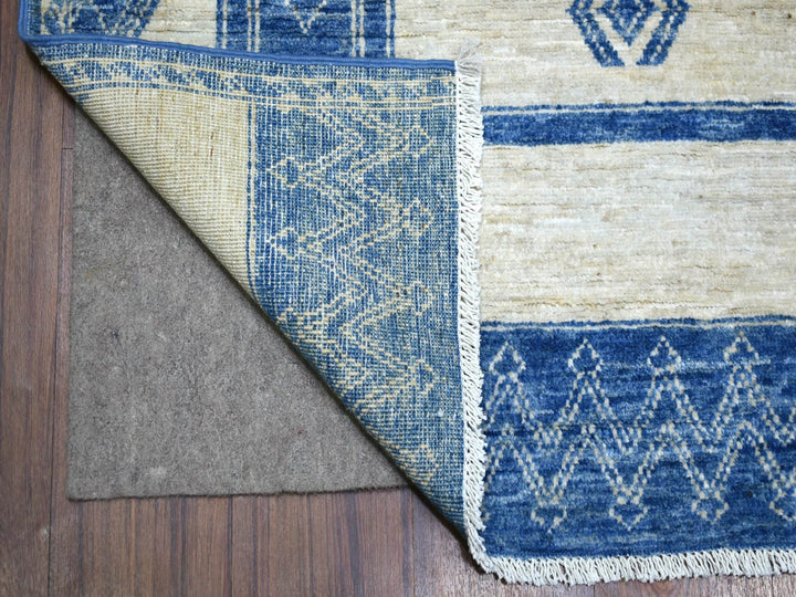 5'10" x 8'9" New Hand Knotted Blue Wool Rectangle Oriental Rug - MOA10270934