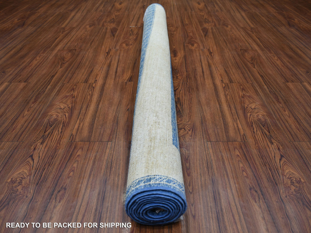 5'10" x 8'9" New Hand Knotted Blue Wool Rectangle Oriental Rug - MOA10270934