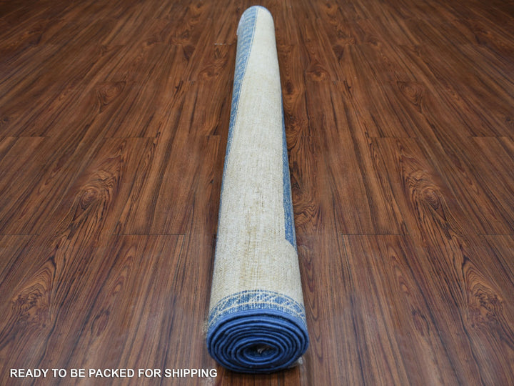 5'10" x 8'9" New Hand Knotted Blue Wool Rectangle Oriental Rug - MOA10270934