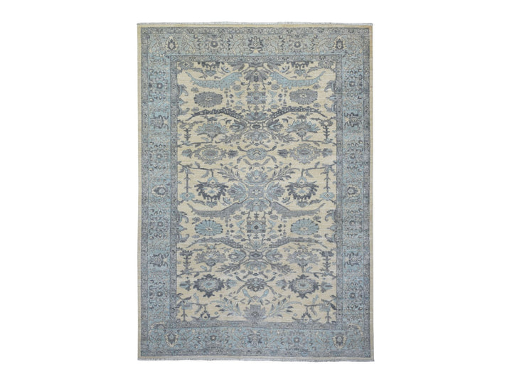 6'2" x 8'9" New Hand Knotted Ivory Wool Rectangle Oriental Rug - MOA10270943