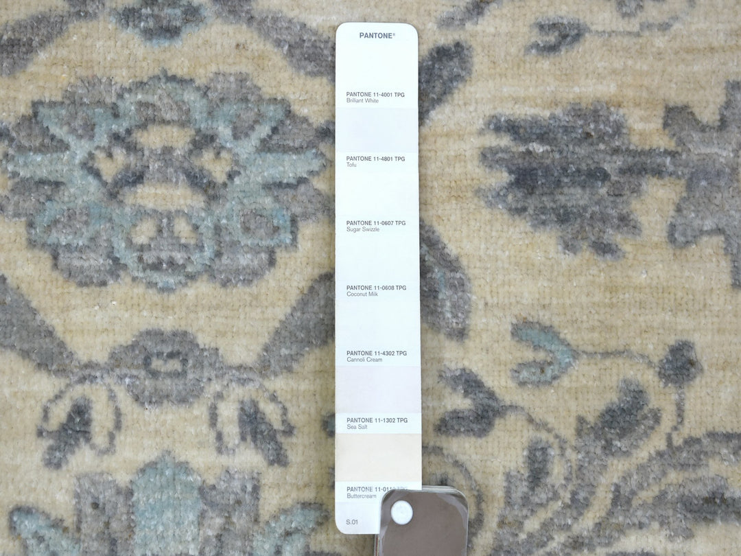 6'2" x 8'9" New Hand Knotted Ivory Wool Rectangle Oriental Rug - MOA10270943