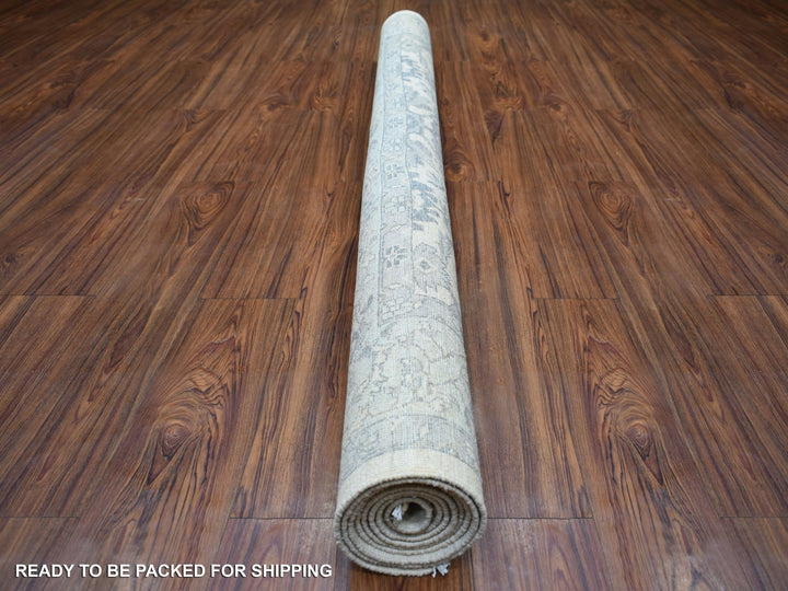 6'2" x 8'9" New Hand Knotted Ivory Wool Rectangle Oriental Rug - MOA10270943