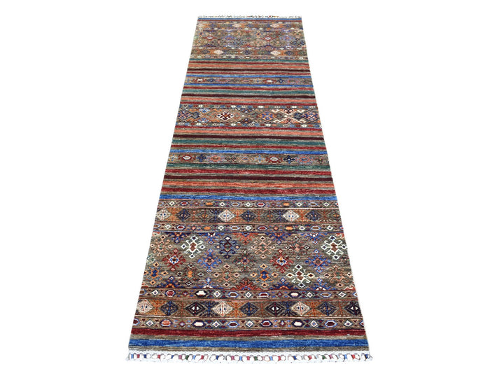 2'8" x 9'0" New Hand Knotted Grey Wool Runner Oriental Rug - MOA10270950