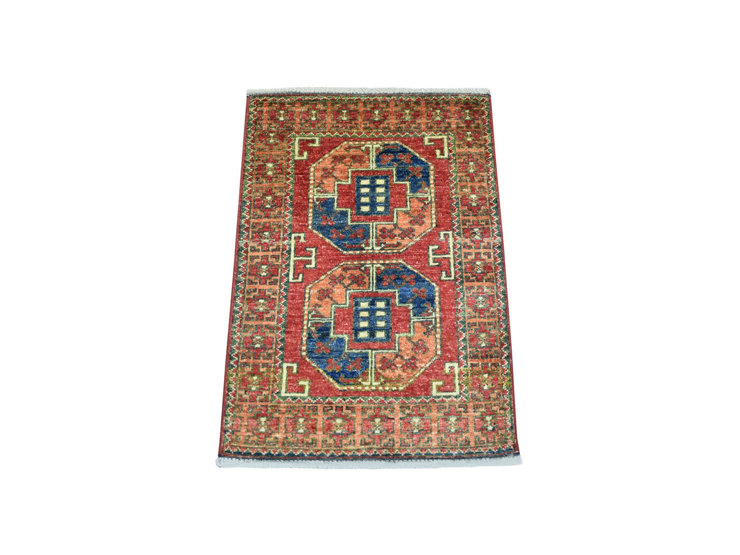 2'0" x 2'10" New Hand Knotted Red Wool Rectangle Oriental Rug - MOA10270976