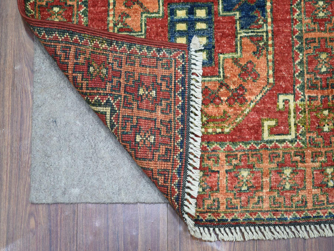 2'0" x 2'10" New Hand Knotted Red Wool Rectangle Oriental Rug - MOA10270976