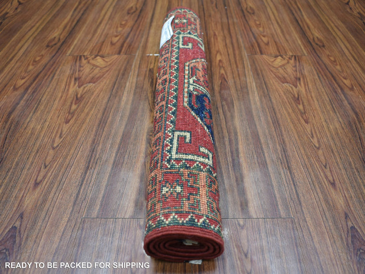 2'0" x 2'10" New Hand Knotted Red Wool Rectangle Oriental Rug - MOA10270976