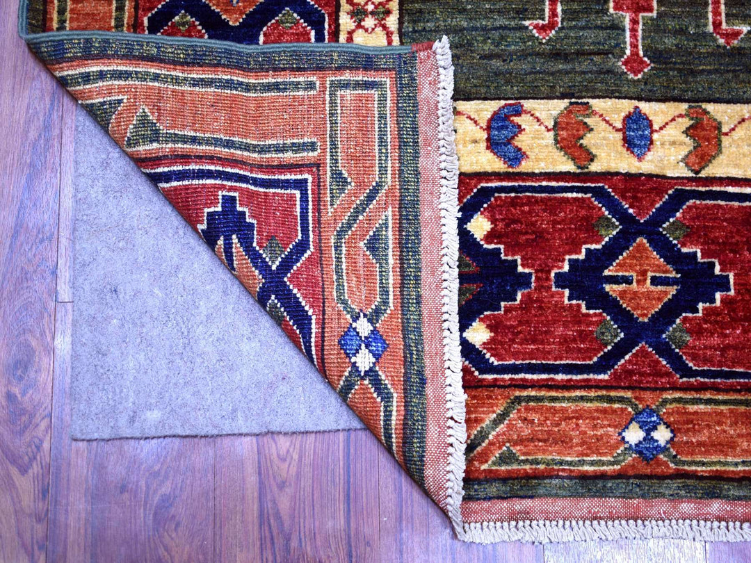 4'0" x 9'8" New Hand Knotted Green Wool Runner Oriental Rug - MOA10270993