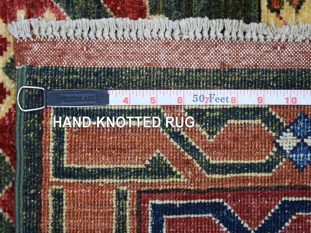 4'0" x 9'8" New Hand Knotted Green Wool Runner Oriental Rug - MOA10270993
