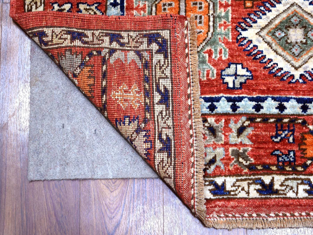4'0" x 9'7" New Hand Knotted Red Wool Runner Oriental Rug - MOA10270994