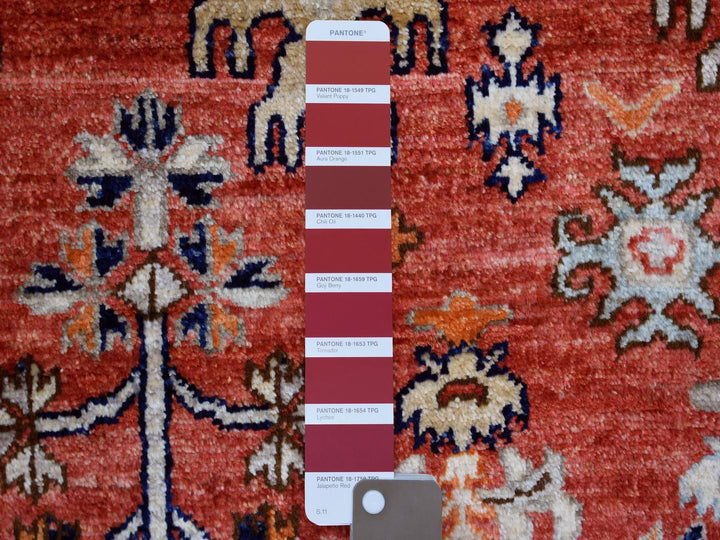 4'0" x 9'7" New Hand Knotted Red Wool Runner Oriental Rug - MOA10270994