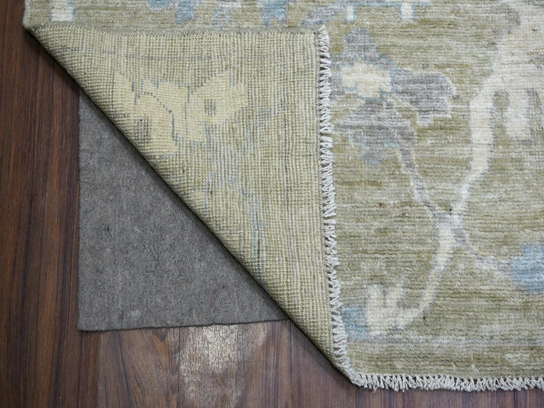 12'1" x 15'5" New Hand Knotted Green Wool Rectangle Oriental Rug - MOA10270999