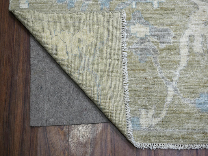 12'1" x 15'5" New Hand Knotted Green Wool Rectangle Oriental Rug - MOA10270999