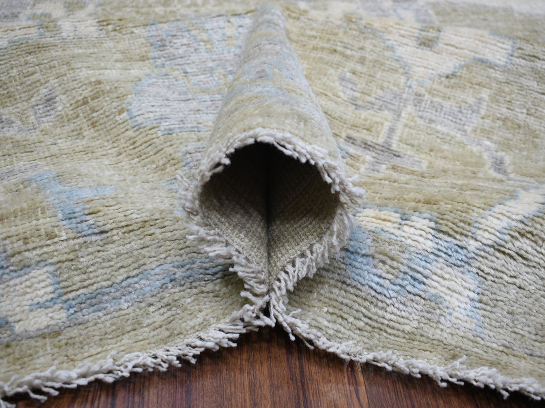 12'1" x 15'5" New Hand Knotted Green Wool Rectangle Oriental Rug - MOA10270999